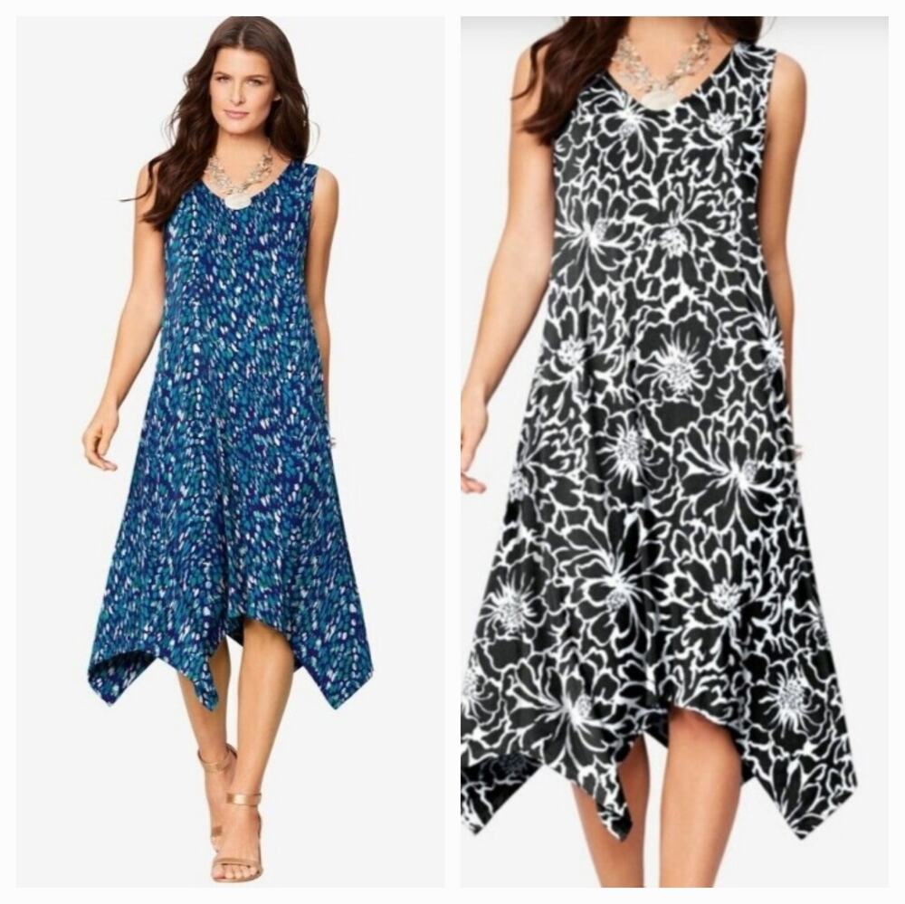 Roaman's Women Various Plus Size Sleeveless Swing Dress Black or Blue You Choose